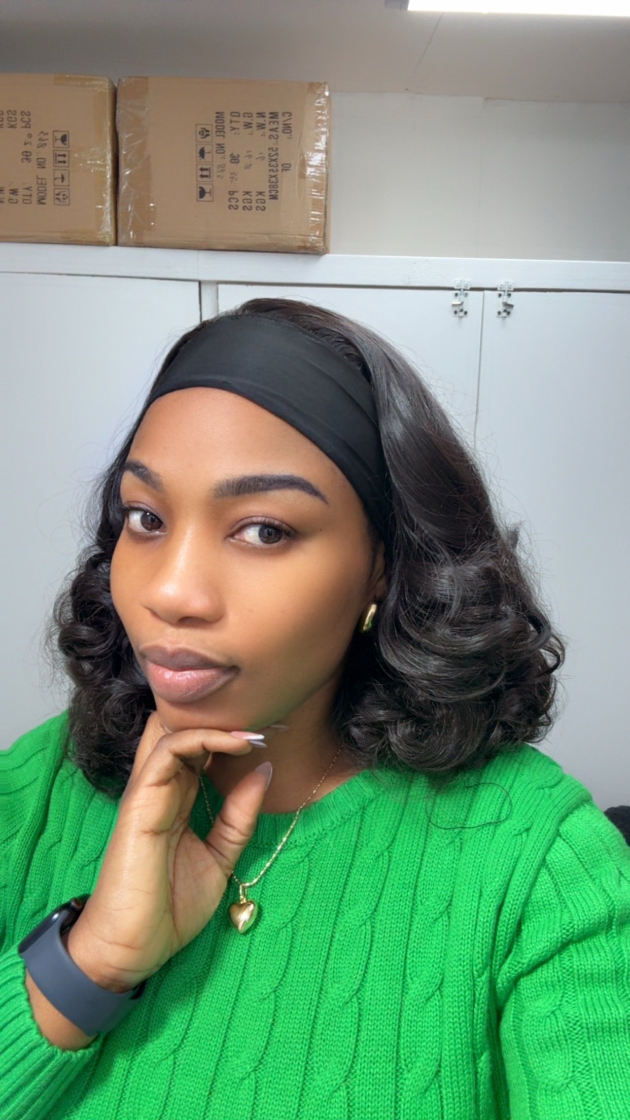 Indian Bouncy Black Band wig(medium) - Image 6