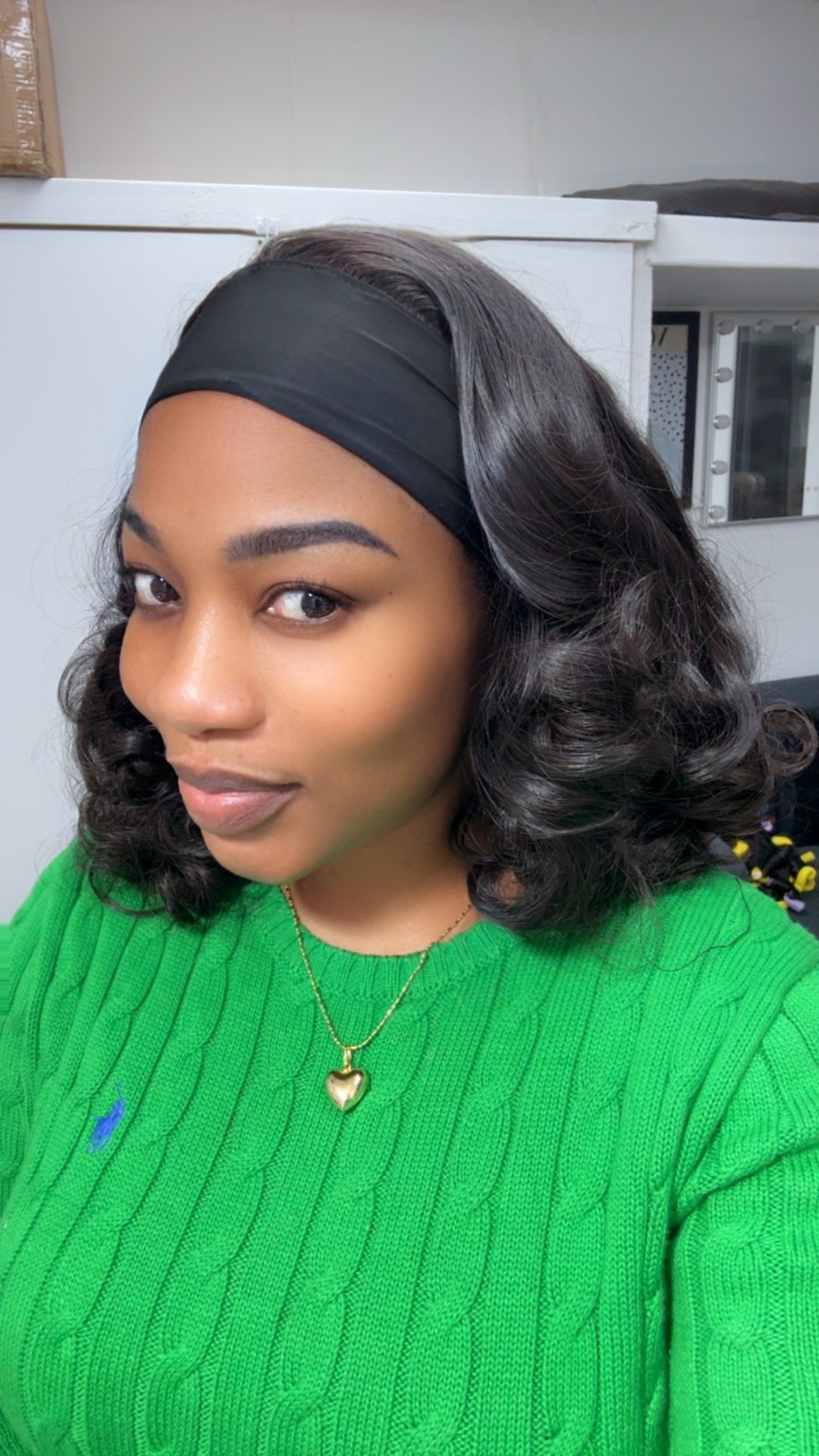 Indian Bouncy Black Band wig(medium) - Image 5