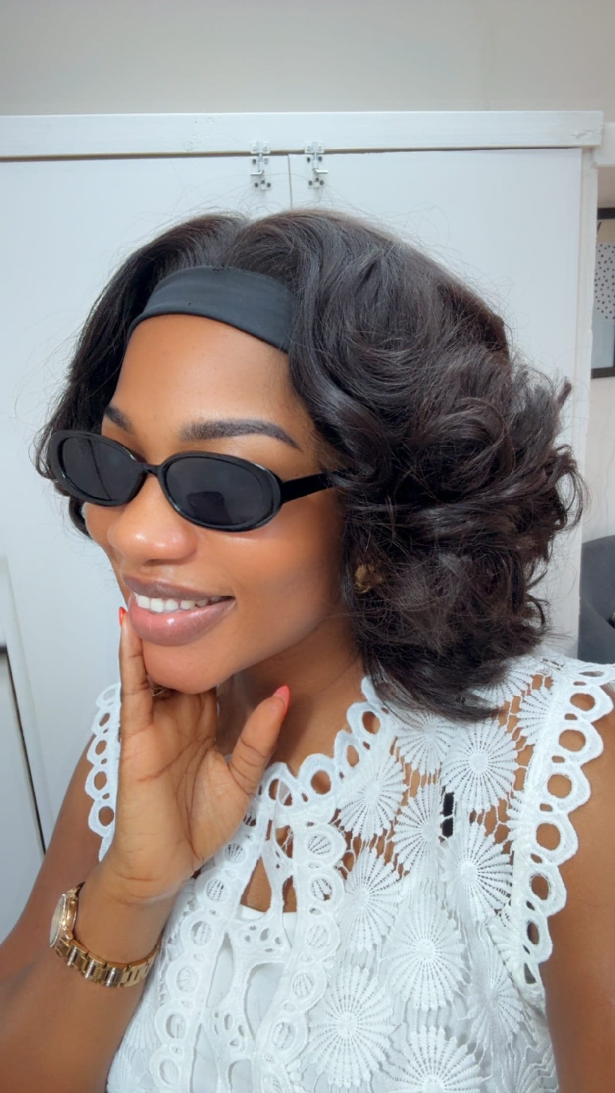 Indian Bouncy Black Band wig(medium) - Image 10